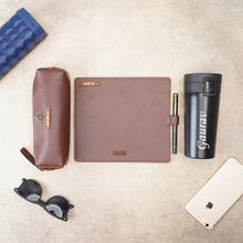 Load image into Gallery viewer, Customised Leather Leather Pouch, Travel Mug,Pen &amp; Mouse Pad | Customized with Name &amp; Charm
