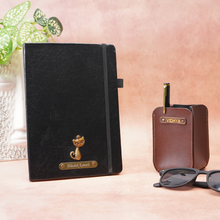 Load image into Gallery viewer, Customised Leather  Diary,Pen &amp; Pen Holder | Customized with Name &amp; Charm
