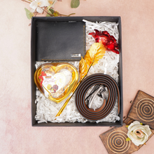 Load image into Gallery viewer, Handcrafted Genuine Leather Name Wallet, Belt , Rose &amp; Chocolate (STYLE ID #17)
