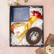 Load image into Gallery viewer, Handcrafted Genuine Leather Name Wallet, Belt , Rose &amp; Chocolate (STYLE ID #17)
