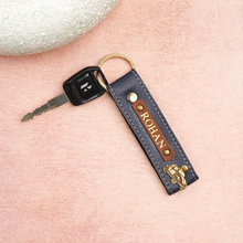Load image into Gallery viewer, Personalized Leather Keychain Name Golden Foil On Leather Strip
