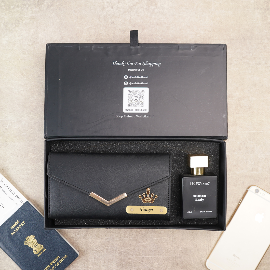 Personalized Clutch with Parfume | Personalized Love Gifts for Girlfriend | Best Custom Gift for Her | Romantic Gifts for Wife with Name | Gift for Wife Birthday