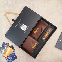 Load image into Gallery viewer, Personalized Leather Men's Wallet,Eyewear Case,Keychain Emboss Leather StripWith Name and Charm | Customised 3 In 1 Gift Combo For Boyfriend Husband &amp; Father On Birthday and Anniversary
