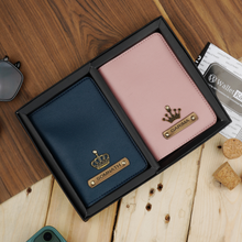 Load image into Gallery viewer, Personalized Couple Passport Cover Combo with Name &amp; Charm
