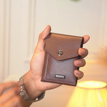 Load and play video in Gallery viewer, Personalized Slim Card Holder Wallet for Men &amp; Women with Custom Name | Pull Tab Card Wallet with Cash Pocket, Card Slots &amp; Secure Button | Compact Vegan Leather Front Pocket Wallet
