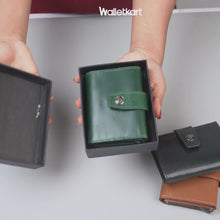 Load and play video in Gallery viewer, VELARO Signature Edition RFID Leather Tri-Fold Men's Wallet – 6 Pop-Up Cards + 6 Card Slots + 1 ID Slot, Button Closure (STYLE ID #45 )
