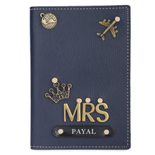 Load image into Gallery viewer, Personalized Leather Name MRS. Passport Cover with Charm
