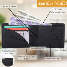 Load image into Gallery viewer, Genuine Leather Wallet for Men (Black)
