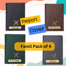 Load image into Gallery viewer, Personalized Leather Name Passport Cover with Charm For Family (Pack Of 4)
