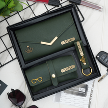 Load image into Gallery viewer, Personalised Women&#39;s Clutch, Keychain &amp; Eyewear Case with Name &amp; Charm
