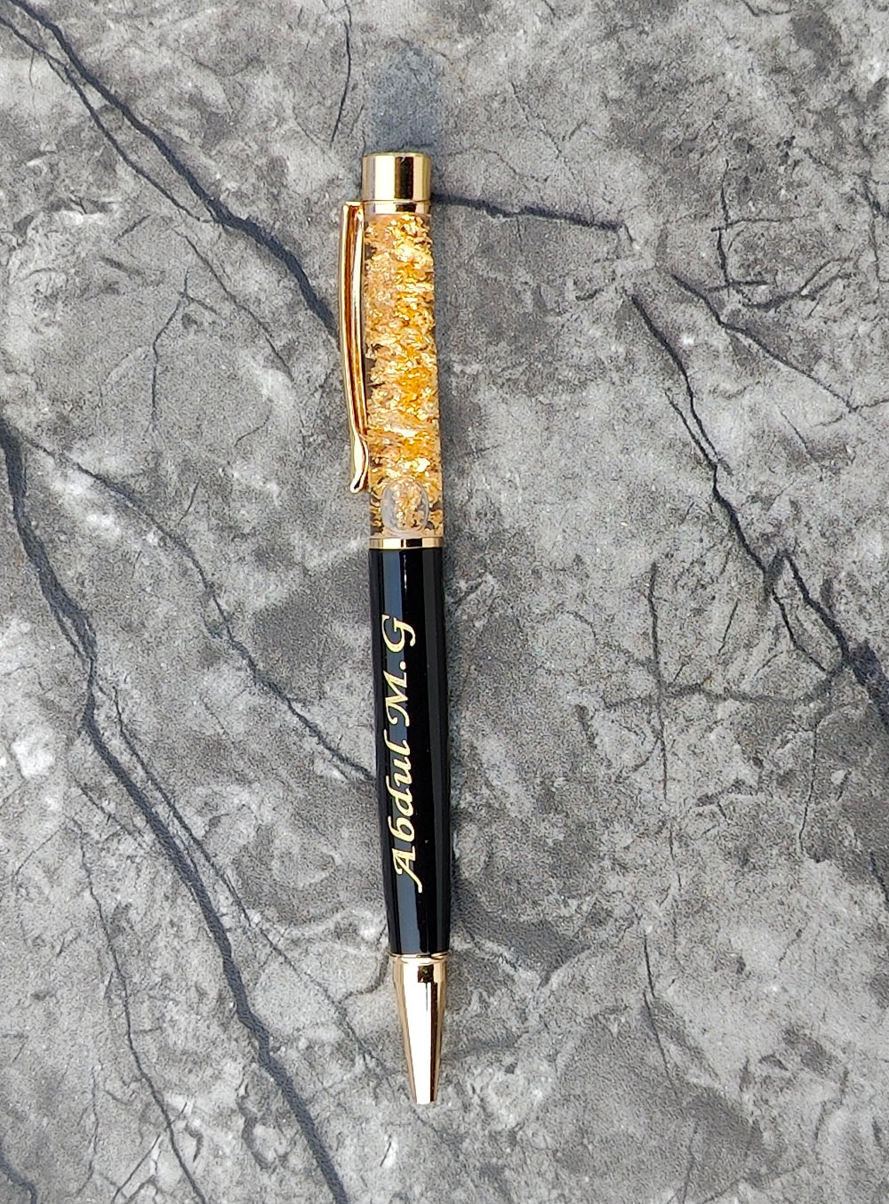 Personalised Pen with Name (Golden Flakes)