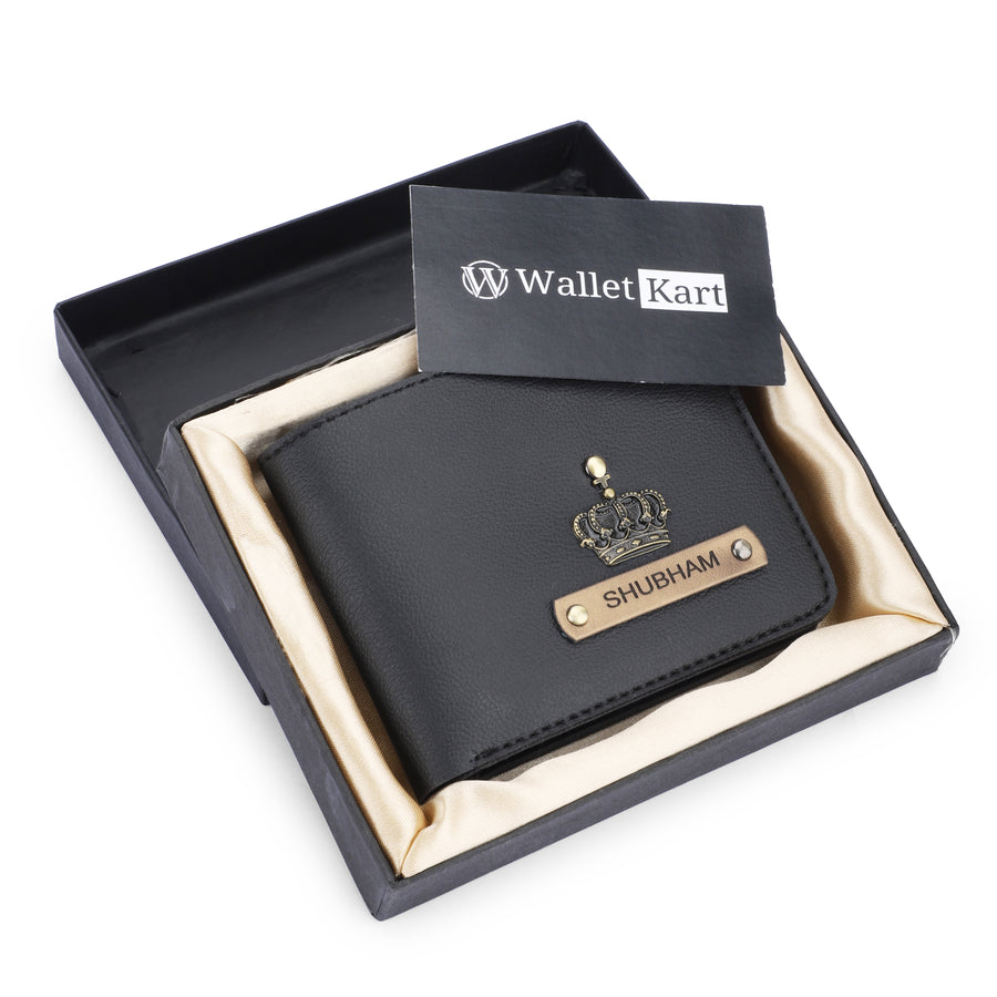 Personalized Men's Wallet with Name & Charm