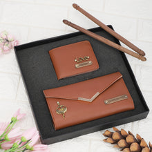 Load image into Gallery viewer, Personalised  Leather Name Men&#39;s Wallet &amp; Female&#39;s Clutch Combo For Couple
