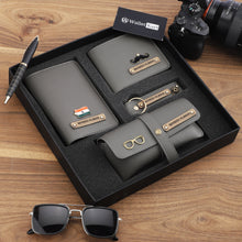 Load image into Gallery viewer, Personalized Men&#39;s Wallet, Keychain, Eyewear Case &amp; Passport Cover with Name. &amp; Charm Gift Combo
