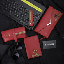 Load image into Gallery viewer, Personalised Leather Name Women&#39;s Clutch, Keychain, Passport Cover &amp; Eyewear Case
